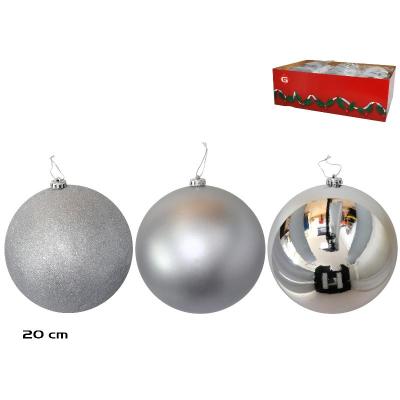 BOLA DE NAVIDAD PLATA 20CM. SURT.