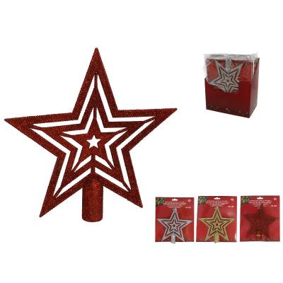 PUNTA ARBOL ESTRELLA TRIPLE PURPURINA 19 CM