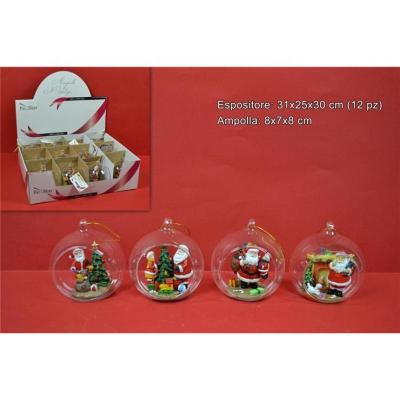 BOLA CRISTAL 8 CM PAPA NOEL 4 SURT