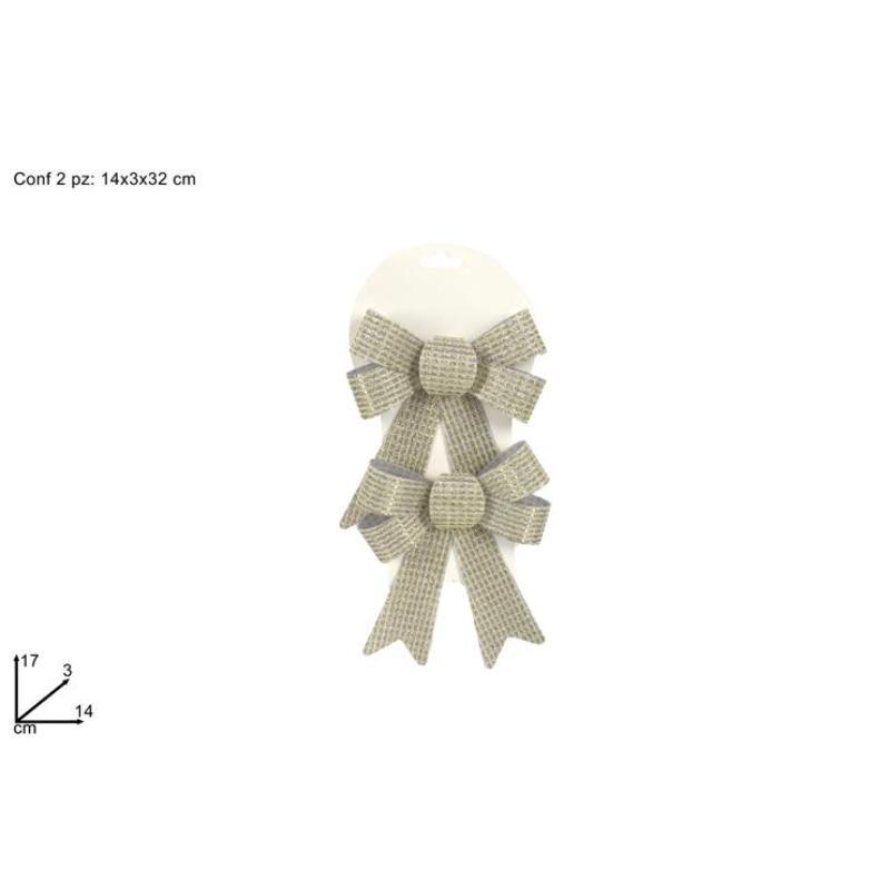 SET 2 LAZOS 14X17 CM BLANCO CON DECORACION ORO