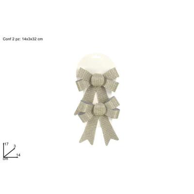 SET 2 LAZOS 14X17 CM BLANCO CON DECORACION ORO