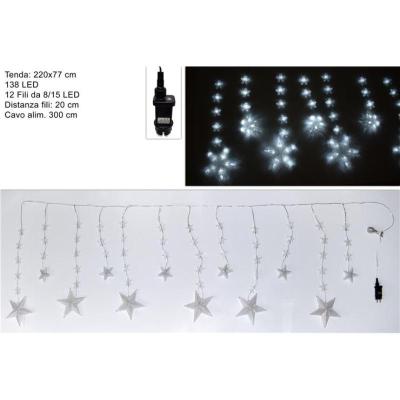 CORTINA ESTRELLA 138 LED 12 HILOS 8/15 LED JUEGOS BLANCO FREDD