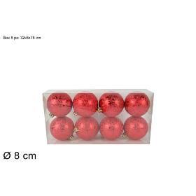 BOLA 8 CM 8 PZ EFECTO HIELO ROJO