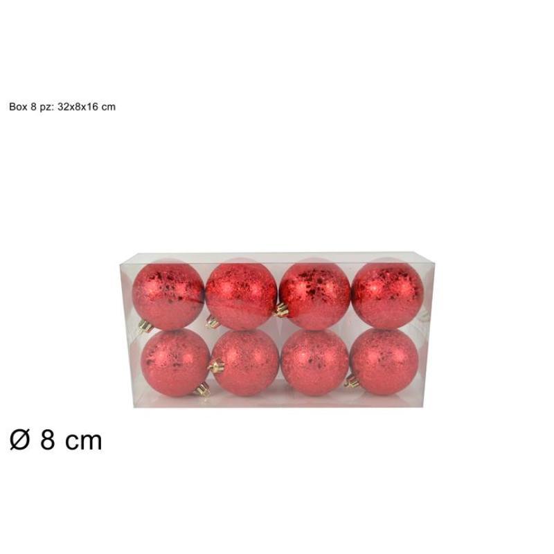 BOLA 8 CM 8 PZ EFECTO HIELO ROJO