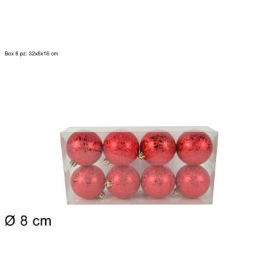 BOLA 8 CM 8 PZ EFECTO HIELO ROJO