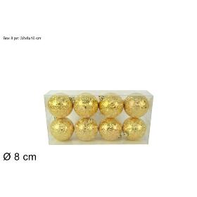 BOLA 8 CM 8 PZ EFECTO HIELO ORO
