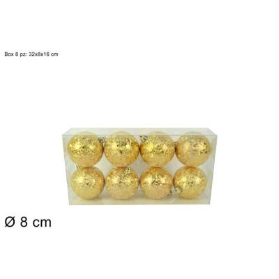 BOLA 8 CM 8 PZ EFECTO HIELO ORO