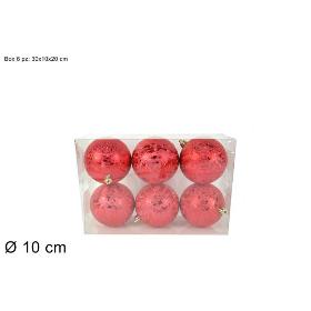 BOLA 10 CM 6 PZ EFECTO HIELO ROJO