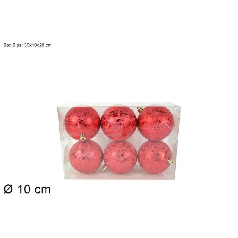BOLA 10 CM 6 PZ EFECTO HIELO ROJO