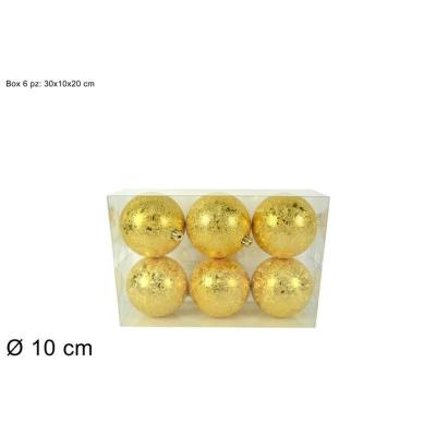 BOLA 10 CM 6 PZ EFECTO HIELO ORO