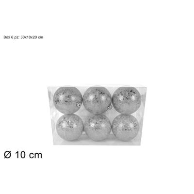 BOLA 10 CM 6 PZ EFECTO HIELO PLATA