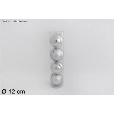 BOLAS 12CM. 4 PZ SURT. PLATA EN BOX