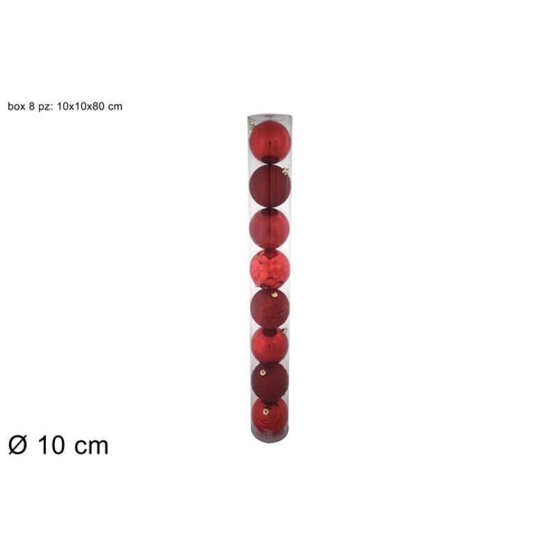 BOLA 10 CM 8 PZ BRILLANTE/OPACO/GLITTER/RELIEVE 4 COL