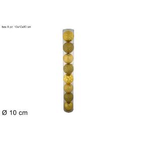 BOLA 10 CM 8 PZ BRILLANTE/OPACO/GLITTER/RELIEVE 4 COL