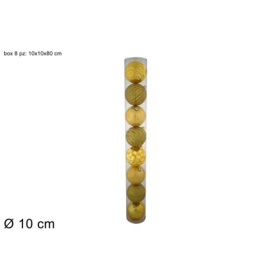 BOLA 10 CM 8 PZ BRILLANTE/OPACO/GLITTER/RELIEVE 4 COL