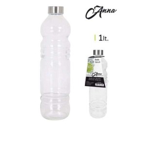BOTELLA VIDRIO 1L TAP MET 8X31CM ANNA             