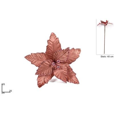 FLOR DE PASCUA TERCIOPELO 25 CM CON GLITTER ROSA