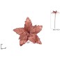 FLOR DE PASCUA TERCIOPELO 25 CM CON GLITTER ROSA