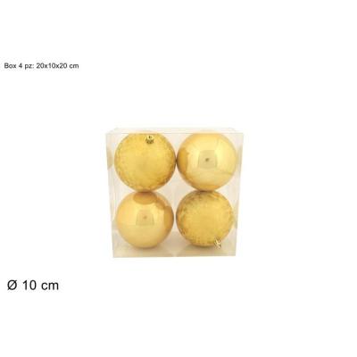 BOLA 10 CM 4 PZ PERLA SATINADA ORO