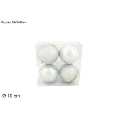 BOLA 10 CM 4 PZ PERLA SATINADA PLATA