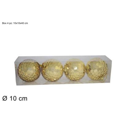 BOLA 10CM 4PZ LENTEJUELAS ORO