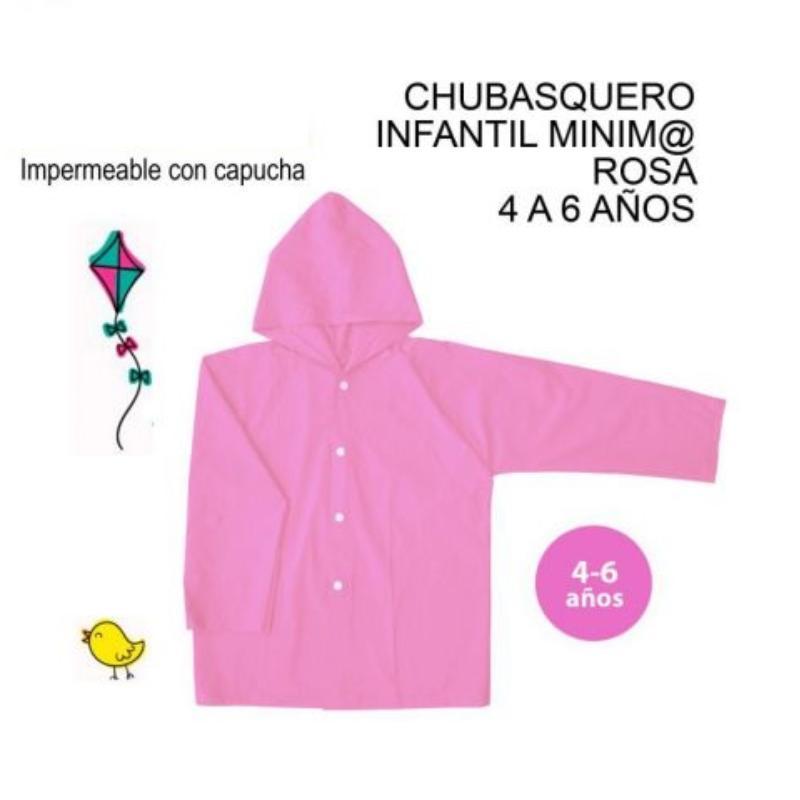 CHUBASQUERO INFANTIL MINIM@ ROSA 4 A 6 AÑOS