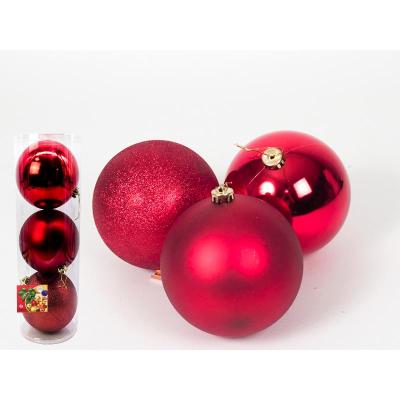 BOLA DE NAVIDAD X3 ROJO 15 CM 3 DISEÑOS