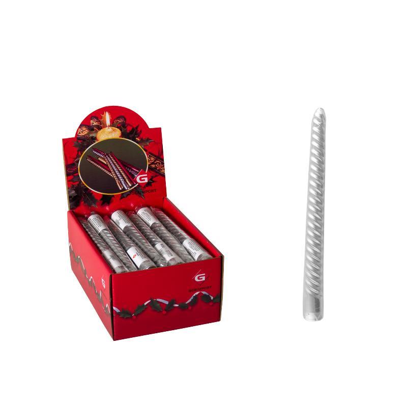 VELA BUJIA ESPIRAL PLATA 20 CM 37.5 GR