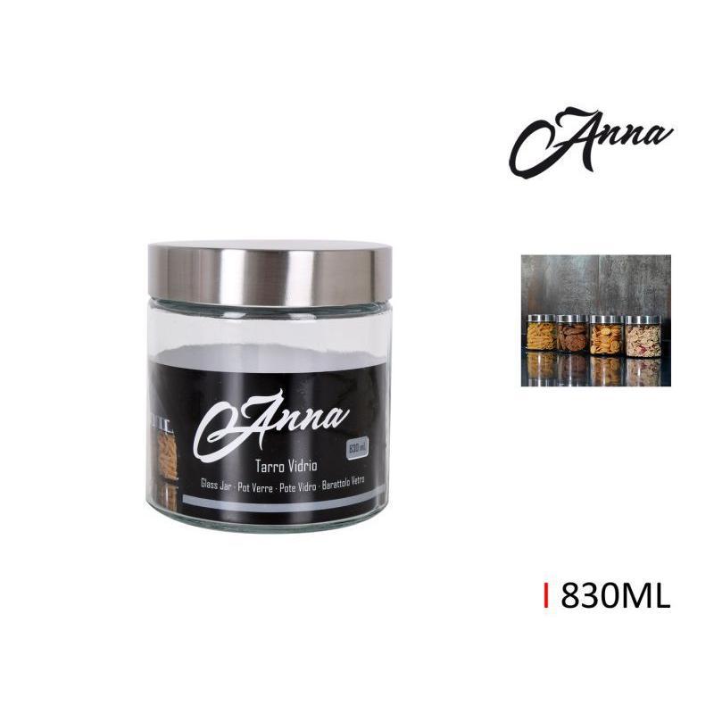 TARRO VIDRIO TAPA ACERO 830 ML ANNA