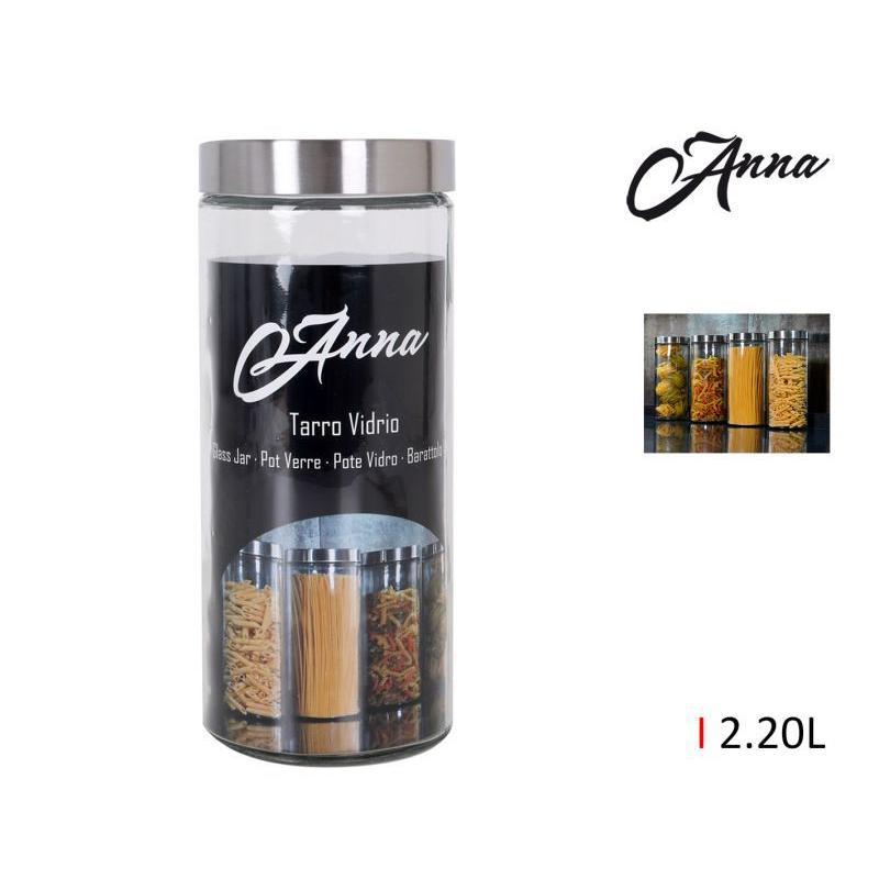 TARRO VIDRIO TAPA ACERO 2.20 LT ANNA