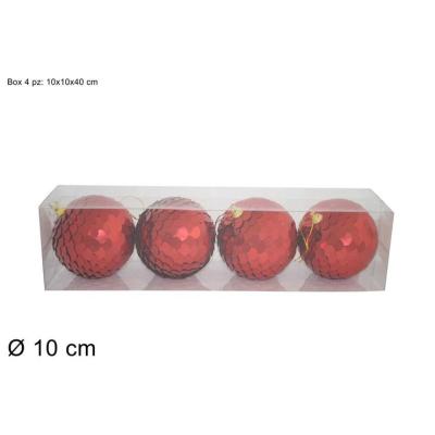 PALLE 10 CM 4PZ PAILLETTERS IN BOX PVC ROSSO