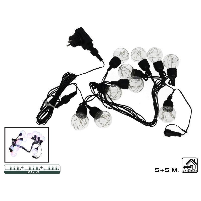 GUIRNALDA 10 BOMBILLAS COBRE G50 LED MULTI