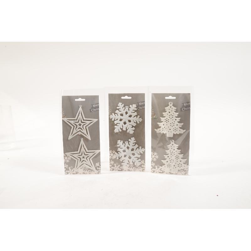 SET 2 COLGANTES GLITTER BLANCO 10X10 CM DEC SURT