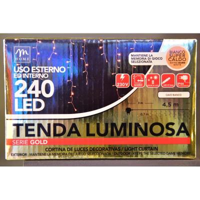 CORTINA BLANCA 240 LED COLOR SUPER CALIDO 8 JUEGOS DE LUCES