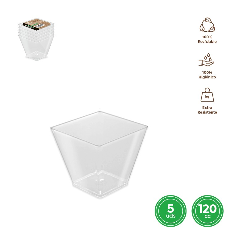 BOL CUADRADO TRANSPARENTE FINGER FOOD 6X5.3 CM