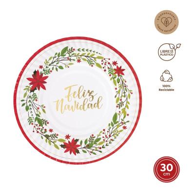 BANDEJA REDONDA CARTON 30 CM NAVIDEÑOS