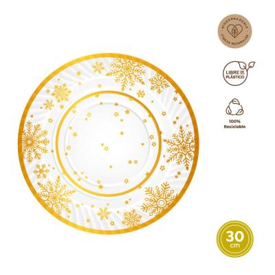 BANDEJA CARTON REDONDA GOLDEN SNOW 30 CM 1UD
