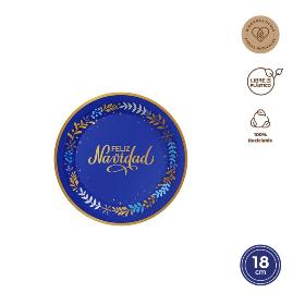 PLATOS REDONDO CARTON AZUL NOCHE 18 CM 8 UDS