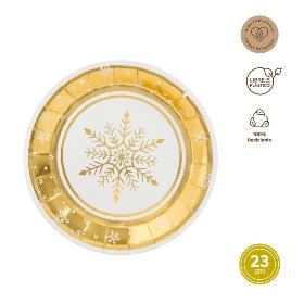 PLATOS REDONDOS GOLDEN SNOW 23 CM 6 UDS