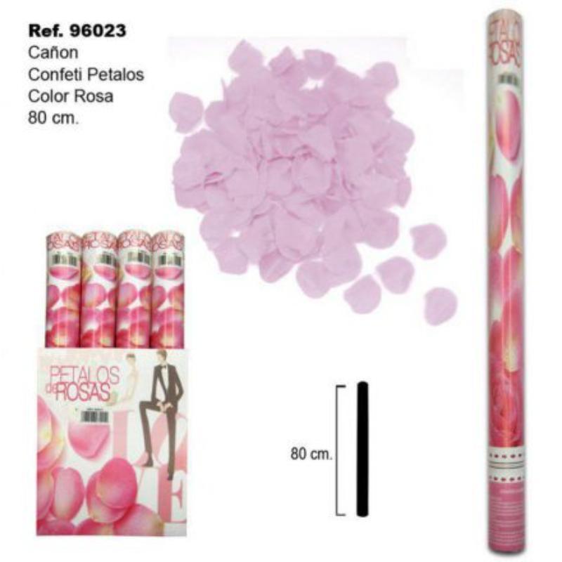 CAÑON CONFETI PETALOS ROSAS 80 CM