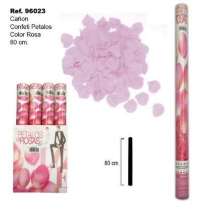 CAÑON CONFETI PETALOS ROSAS 80 CM