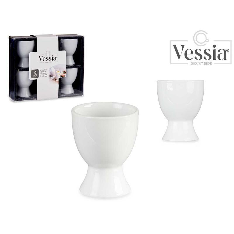 SET 6 POSA HUEVOS PORCELANA BLANCA 80 ML