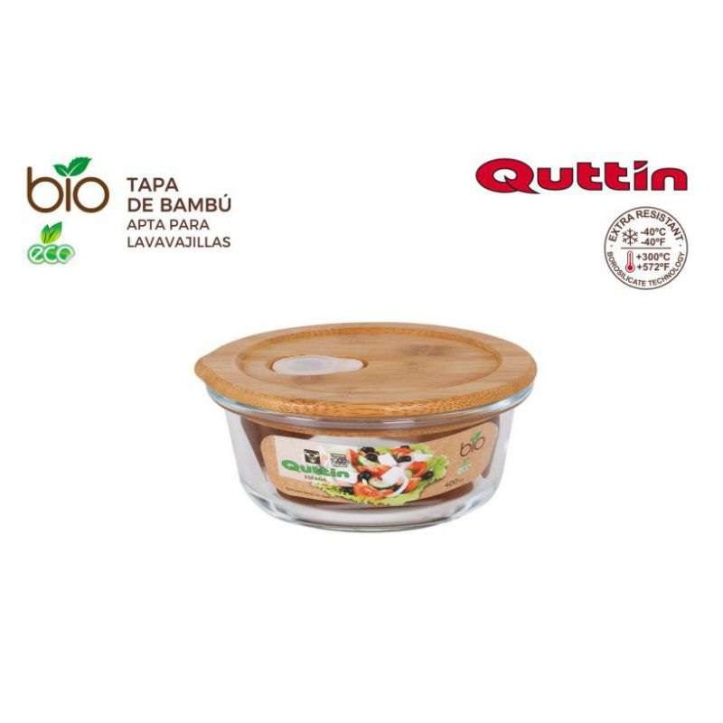 FIAMBRE.RED.BOROSILICATO TAPA BAMBU 13.5CM QUTTIN 