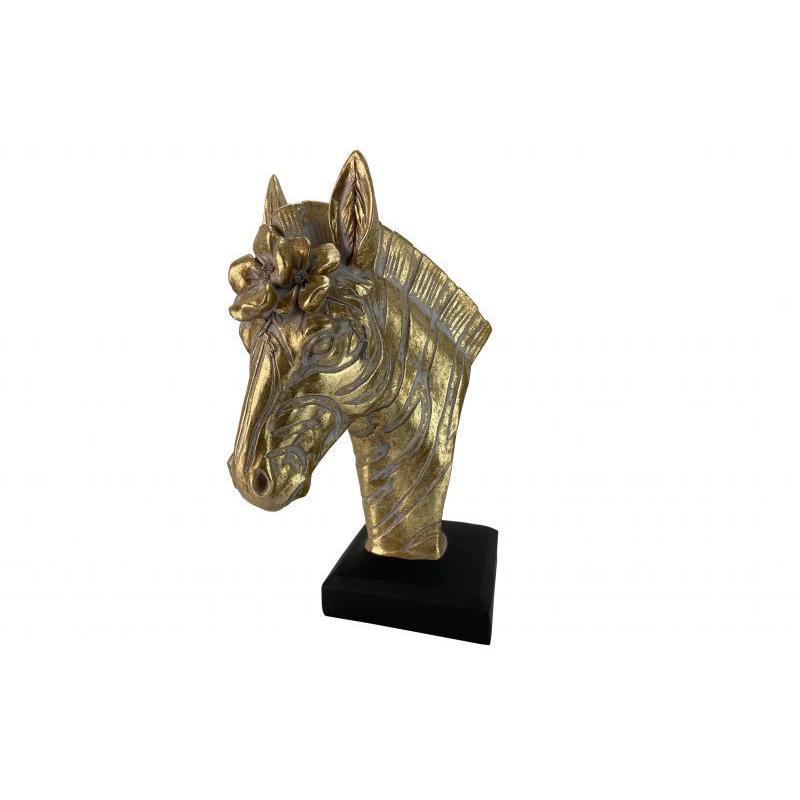 CABALLO DEC POLIRESINA ORO 20*19*34 CM