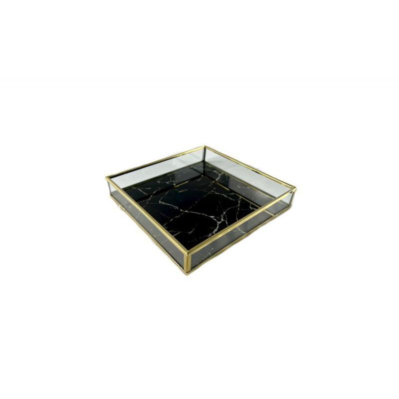 CAJA CRISTAL MARMOL NEGRO 18*18*4 CM