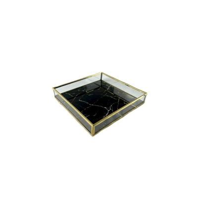 CAJA CRISTAL MARMOL NEGRO 18*18*4 CM