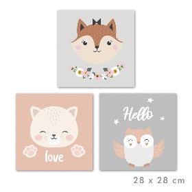 LIENZO HAPPY ANIMALS 28X28 CM SURT