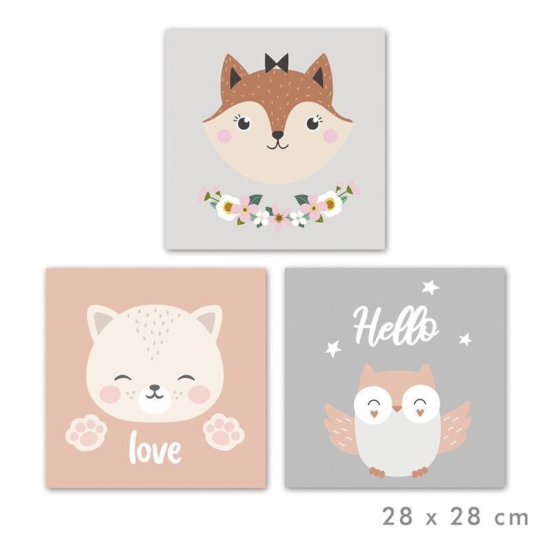 LIENZO HAPPY ANIMALS 28X28 CM SURT