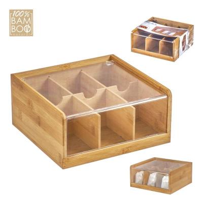 CAJA TE BAMBU TAPA TRANSPARENTE