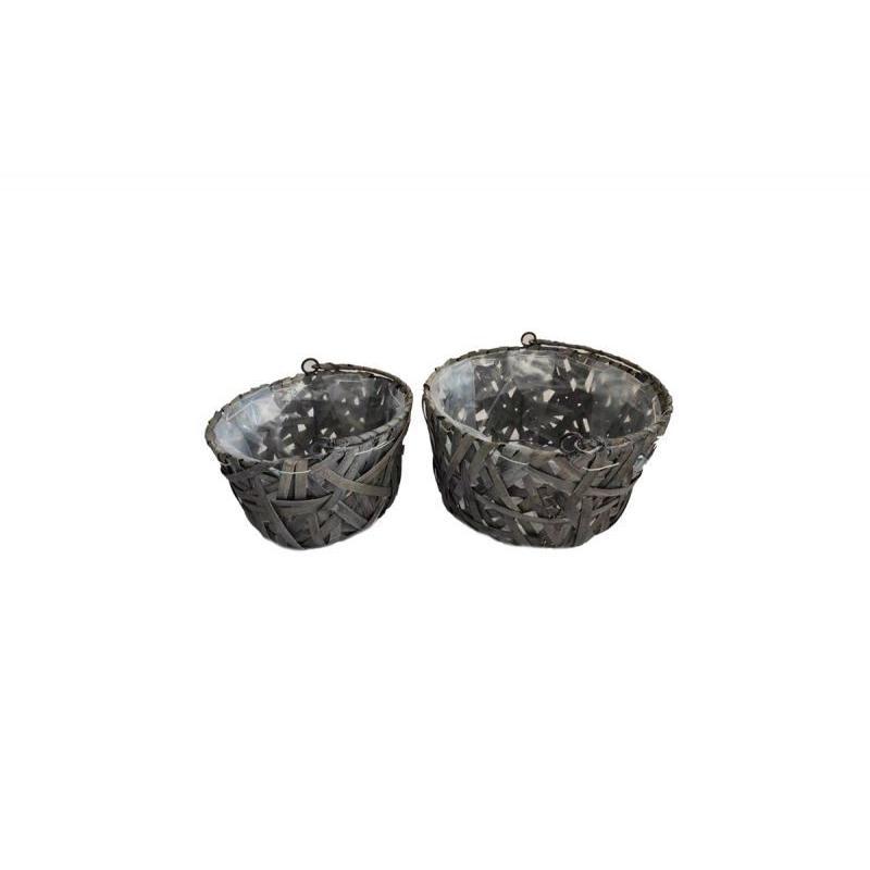 SET 2 CESTAS GRIS 25*14 CM